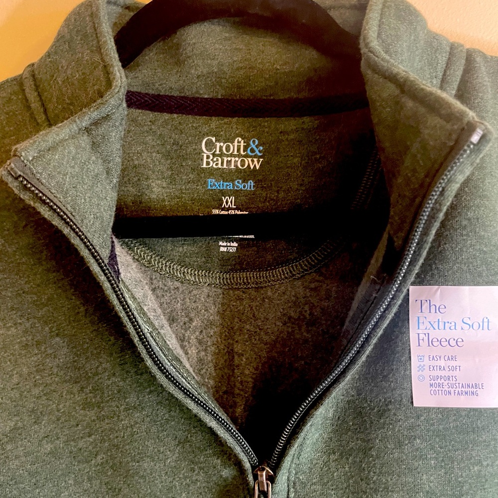 Croft & Barrow XXL mens pullover quarter zip sweater - green